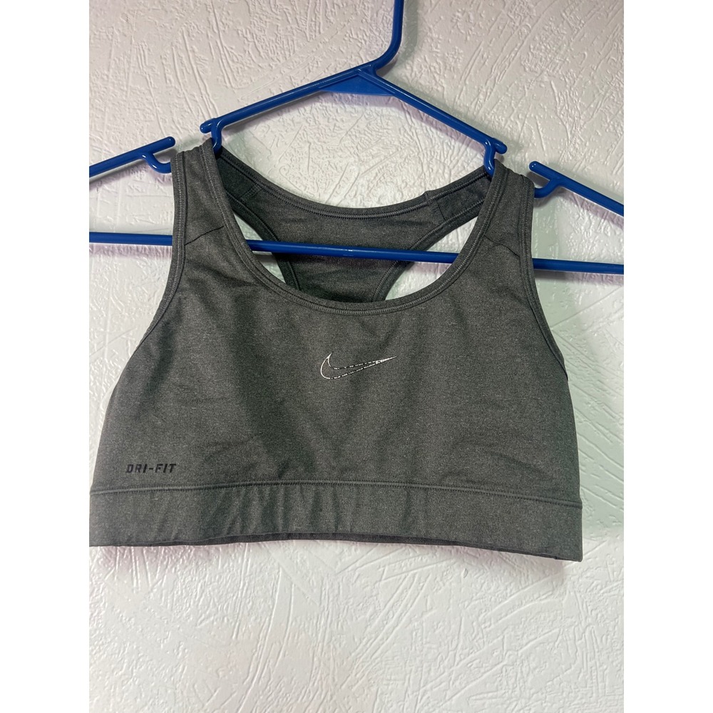 Nike Dri-FIT Womens Gray Racerback Sports Bra Size S Medium Impact Activewear